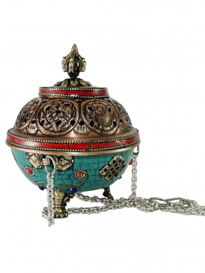 Hand Beaten Metal Incense Burner, [hanging & Swinging]