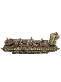 Hand Beaten Metal Incense Burner, With Prayer Wheel