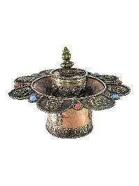 Hand Beaten Metal Dhakya Cup, Lotus Design