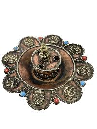 Hand Beaten Metal Dhakya Cup, Lotus Design