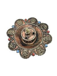 Hand Beaten Metal Dhakya Cup, Lotus Design
