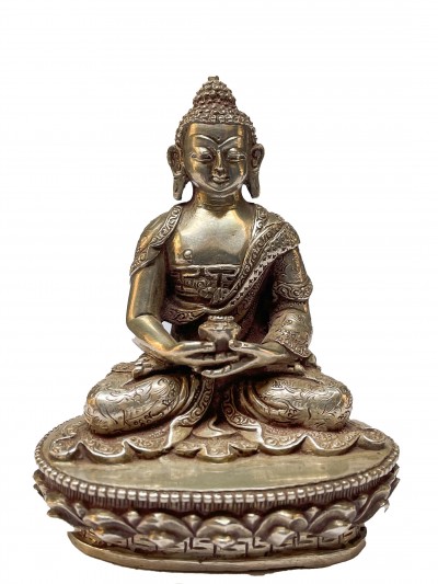 [master Quality], Sterling Silver, [138 Gram] Statue Of Amitabha Buddha, [old Stock], [rare Find]