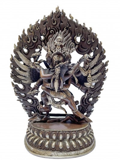 Nepali Handmade Statue Of Vajrakilaya - Dorje Phurba - Heruka, [chocolate Oxidized]