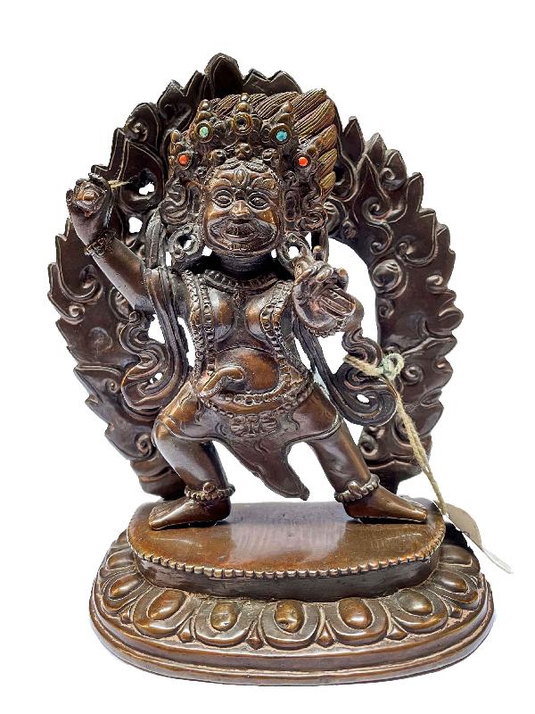 Nepali Handmade Statue Of Vajrapani [chana Dorje], [chocolate Oxidized]