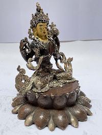 Nepali Handmade Statue Of Chenrezig, [chocolate Oxidized], [painted Face]