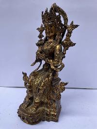 Buddhist Statue Of Maitreya Buddha, [full Fire Gold Plated], Antique Finishing