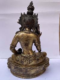 Buddhist Statue Of Green Tara, [full Fire Gold Plated], Antique Finishing
