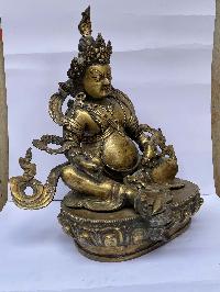 Buddhist Statue Of Black Jambhala, [full Fire Gold Plated], Antique Finishing