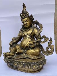 Buddhist Statue Of Black Jambhala, [full Fire Gold Plated], Antique Finishing