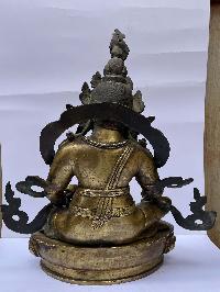 Buddhist Statue Of Black Jambhala, [full Fire Gold Plated], Antique Finishing