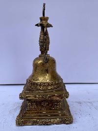 Buddhist Parinirvana Stupa - Nyangde Chorten, [full Fire Gold Plated], Antique Finishing
