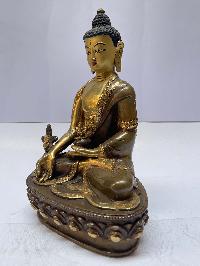 Buddhist Statue Of Medicine Buddha, [partly Gold Plated], [painted Face]