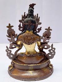 Buddhist Statue Of White Tara, [partly Gold Plated], [painted Face]