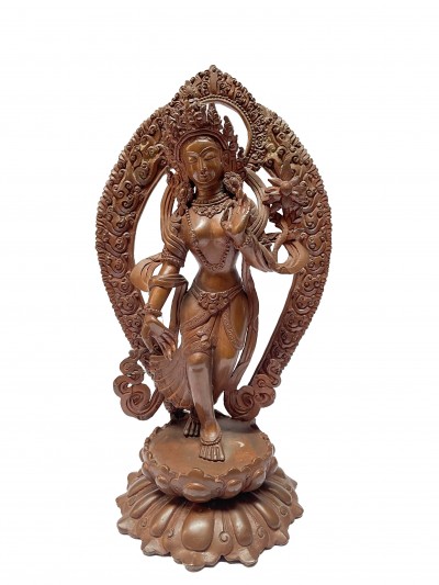 Buddhist Statue Of Dancing Tara, [chocolate Oxidized]