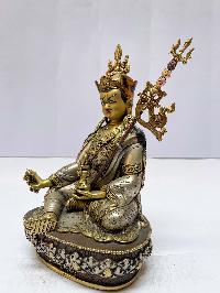 Buddhist Statue Of Padmasambhava, [silver And Chocolate Oxidized]