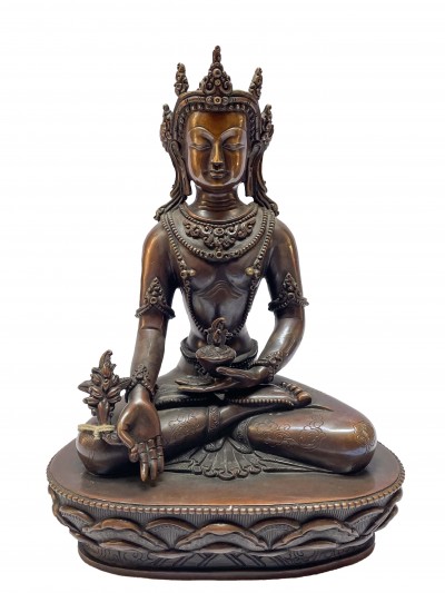 Buddhist Statue Of Medicine Buddha, [chocolate Oxidized]
