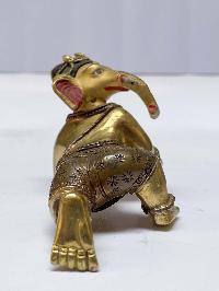 Buddhist Statue Of Ganesh, [partly Gold Plated], [painted Face]