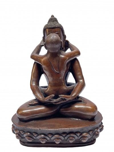 Buddhist Statue Of Samantabhadra, [chocolate Oxidized]