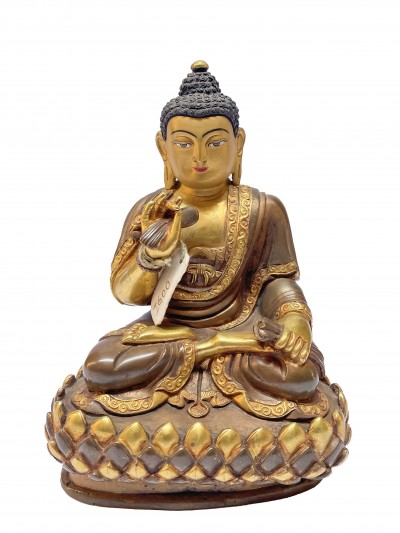 Buddhist Statue Of Vairochana Buddha, [partly Gold Plated], [painted Face]