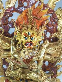 Buddhist Statue Of Hayagriva - Heruka, [full Fire Gold Plated], [painted Face]