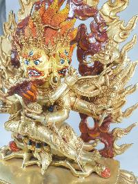 Buddhist Statue Of Hayagriva - Heruka, [full Fire Gold Plated], [painted Face]