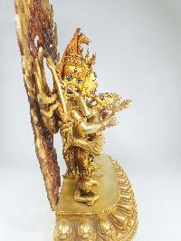 Buddhist Statue Of Hayagriva - Heruka, [full Fire Gold Plated], [painted Face]