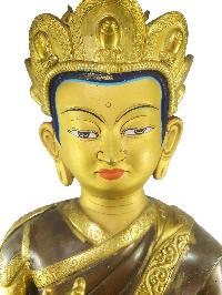[old Stock], Buddhist Statue Of Karmapa, [partly Gold Plated], [painted Face]