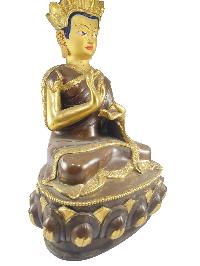 [old Stock], Buddhist Statue Of Karmapa, [partly Gold Plated], [painted Face]