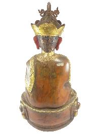 [old Stock], Buddhist Statue Of Karmapa, [partly Gold Plated], [painted Face]