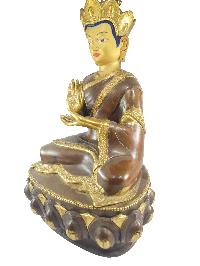 [old Stock], Buddhist Statue Of Karmapa, [partly Gold Plated], [painted Face]