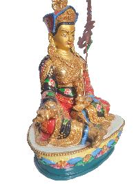 Buddhist Statue Of Padmasambhava, [partly Gold Plated], [painted Face]