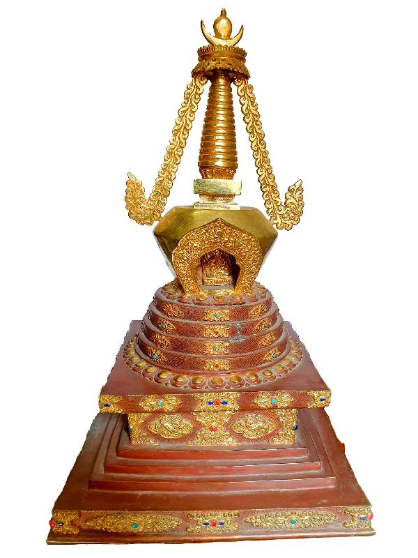 Buddhist Statue Of Namangal Stupa, [partly Gold Plated]