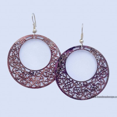 Metal Earring [hoop Design], Purple