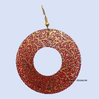 Metal Earring [circle Cut], Red