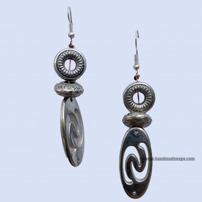 Metal Earring [tribal Design], With With Hoop