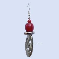 Metal Earring [tribal Design], With Stone