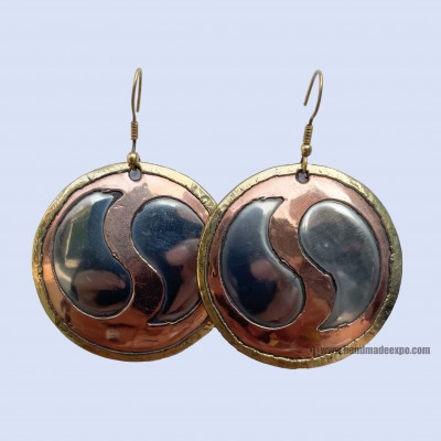 Metal Earring [round Plate],yin Yang