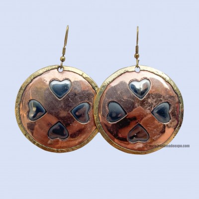 Metal Earring [round Plated], With Heart Shape