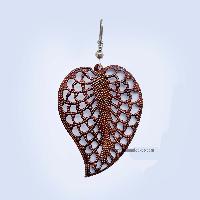 Metal Earring [leaf Design], Copper