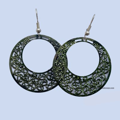 Metal Earring [oval], Green