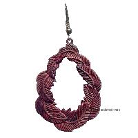 Metal Earring [leaf Design], Red