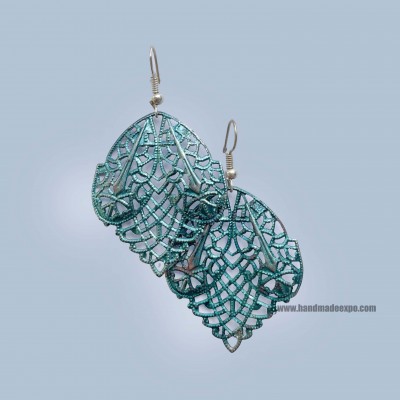 Metal Earring [leaves Design], Green