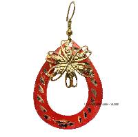 Metal Earring [oval], Red