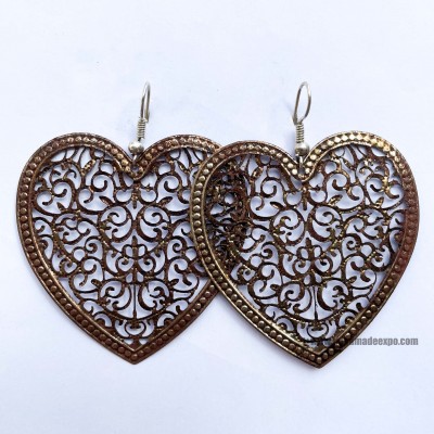 Metal Earring [heart Design], Gold