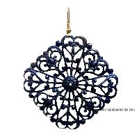 Metal Earring [flower Design], Black
