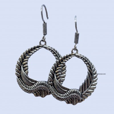 Metal Earring [leaf Design Round Shape], Metal