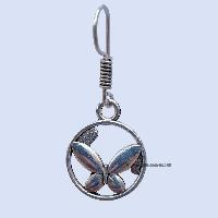 Metal Earring [round With Butterfly Design]