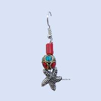 Metal Earring [star Design], Red