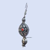 Metal Earring [red Stone], Black