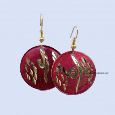 Metal Earrings [round Shape], Red